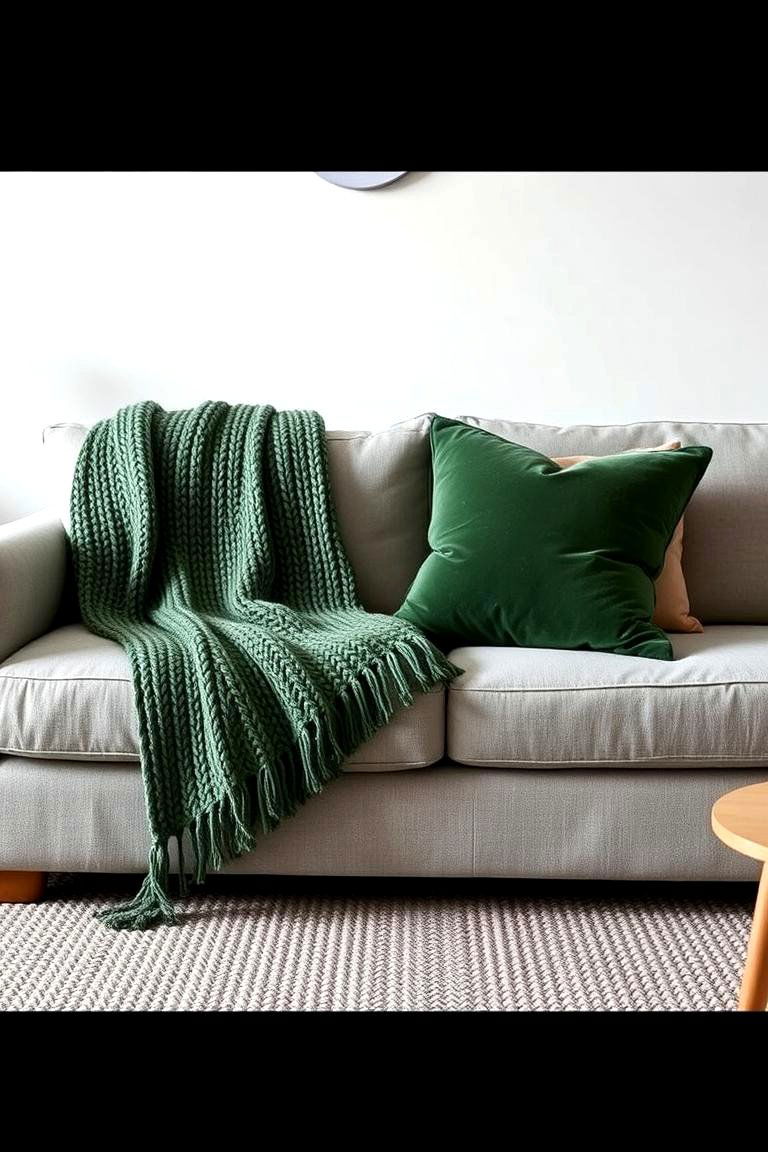 Layering Textures in Green and Grey - 24 Green and Grey Living Room Ideas