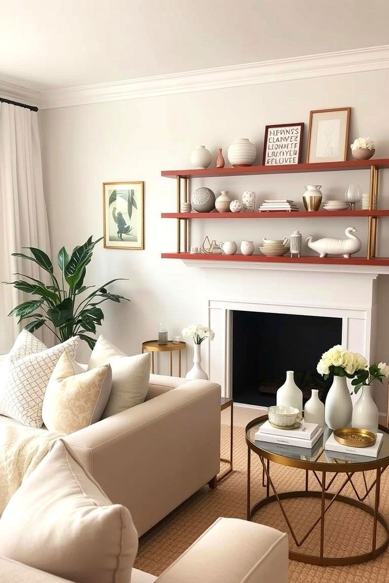 Layering White and Gold Accessories - 24 White and Gold Living Room Ideas