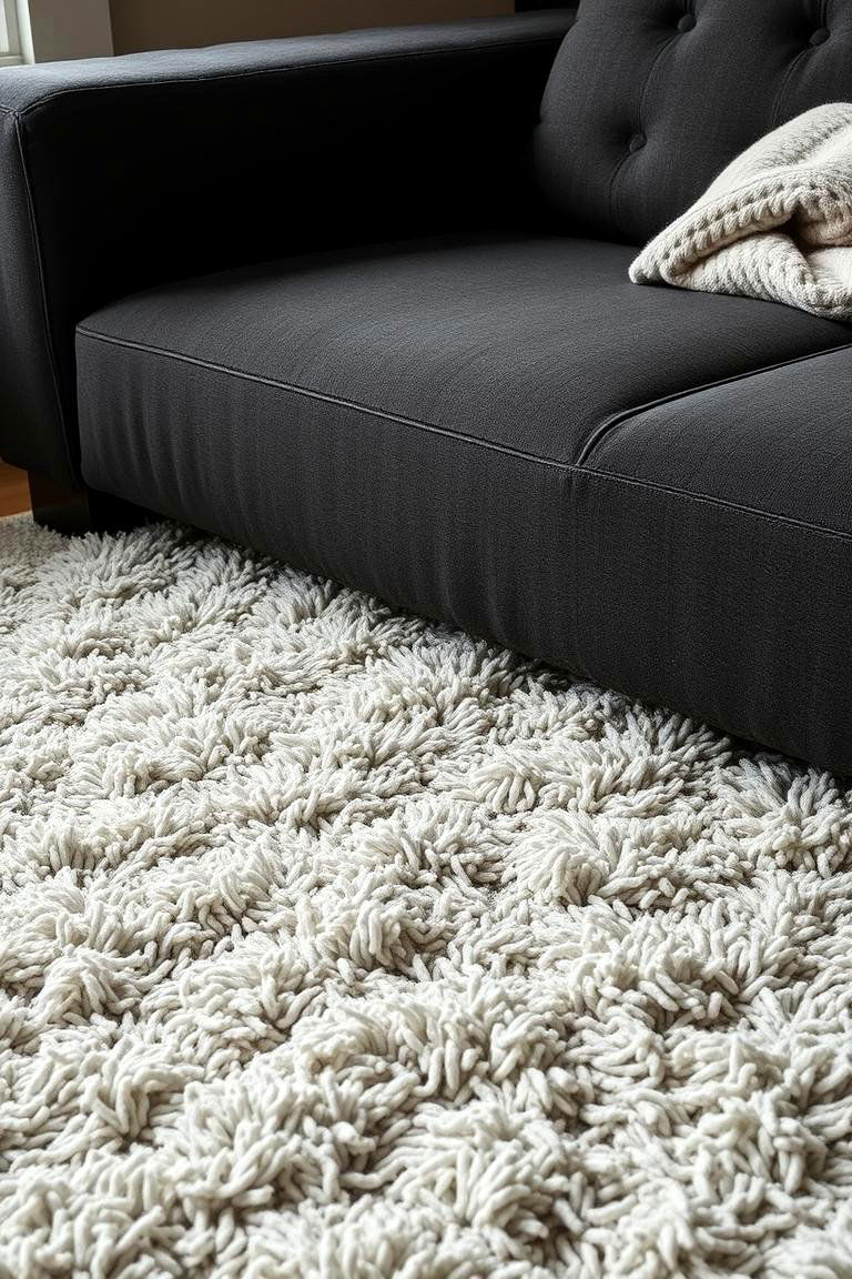 Layering with Textured Rugs - 24 dark grey couch living room ideas