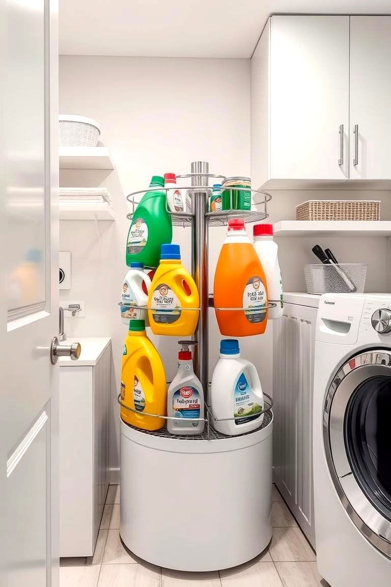 Lazy Susan Organizer for Quick Access - 24 Laundry Detergent Storage Ideas