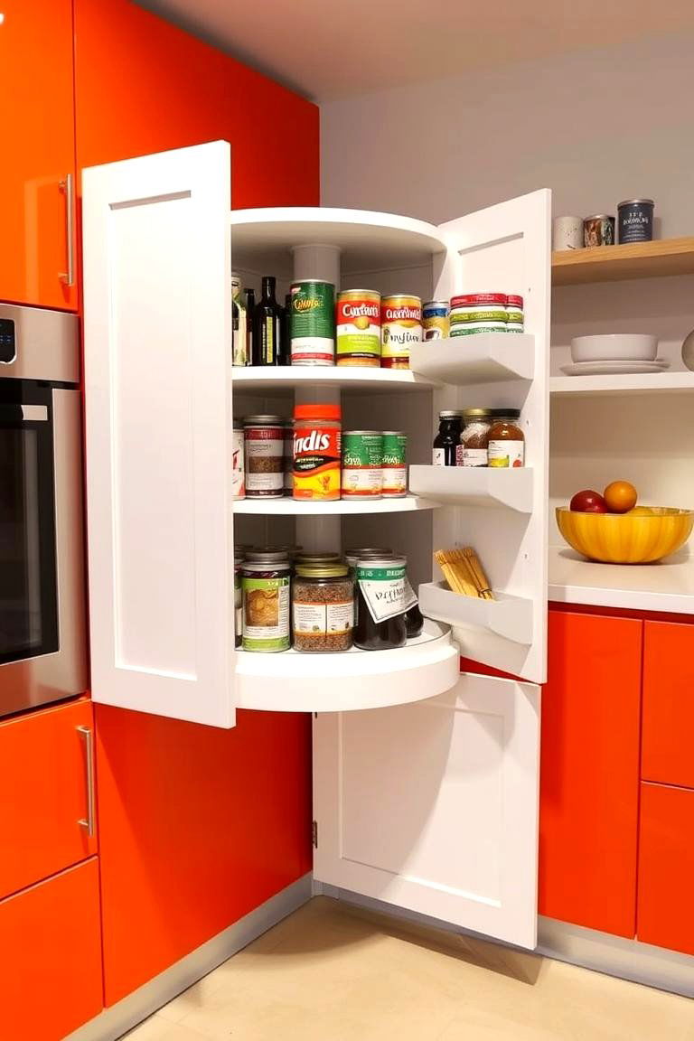 Lazy Susans in Corner Cabinets - 24 Small Kitchen Storage Ideas