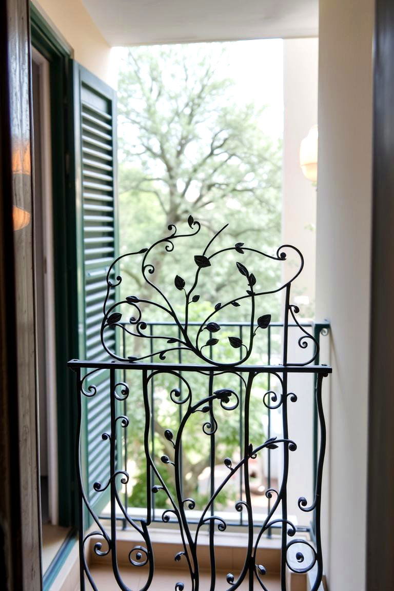 Leaf and Vine Motif - 24 Wrought Iron Balcony Railing Design Ideas