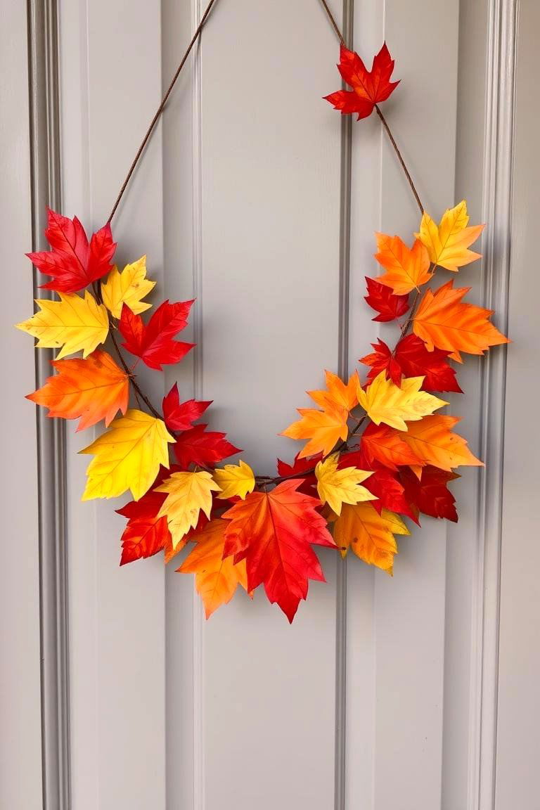 Leafy Door Hanging - 24 Front Door Fall Decor Ideas