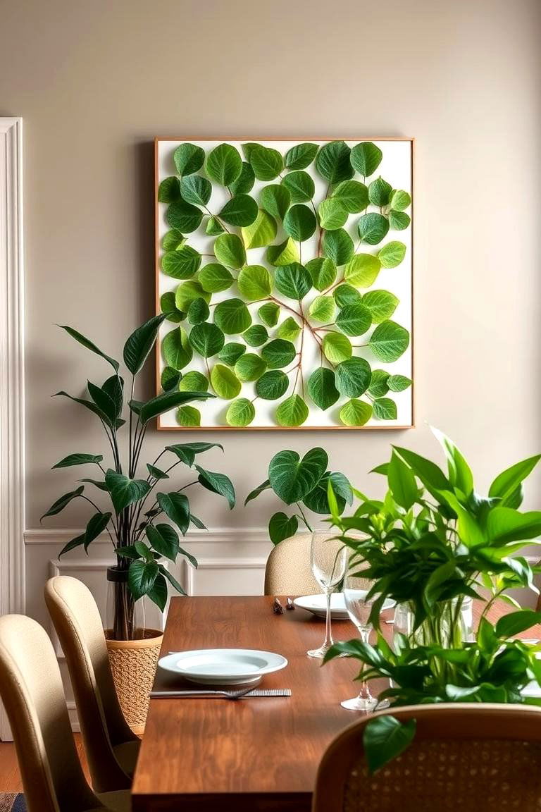 Leafy Green Wall Art for Natural Beauty - 24 Green Dining Room Ideas
