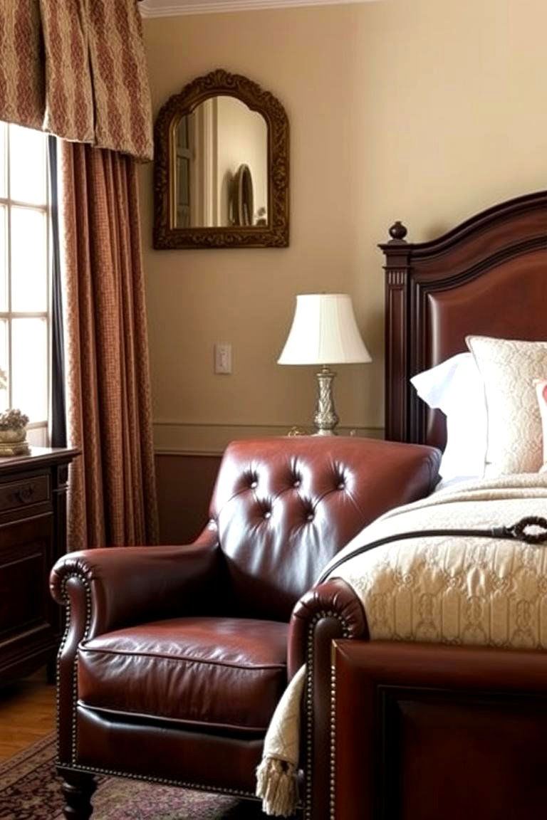 Leather Armchair for a Luxurious Look - 24 Bedroom Chair Ideas