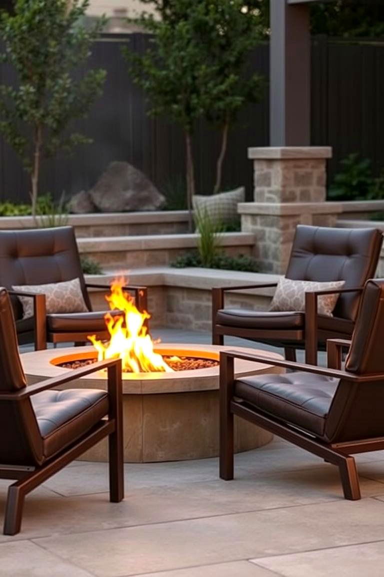 Leather Lounge Chairs - 24 Fire Pit Seating Ideas
