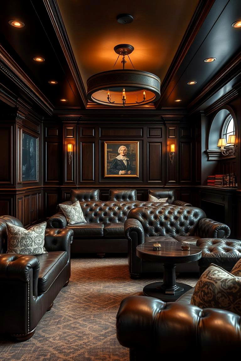 Leather Luxe Lounge - 24 Man Cave Living Room Ideas