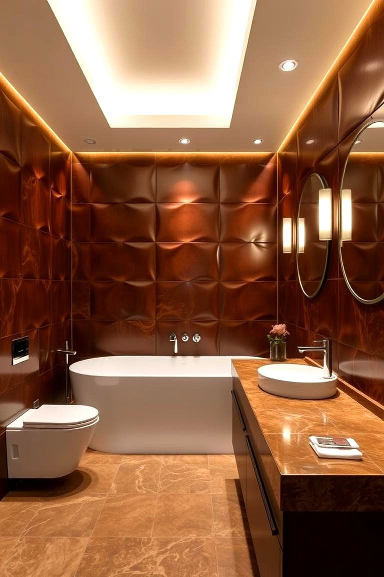 Leather Panels for a Luxurious and Warm Feel - 24 Bathroom Wall Paneling Ideas