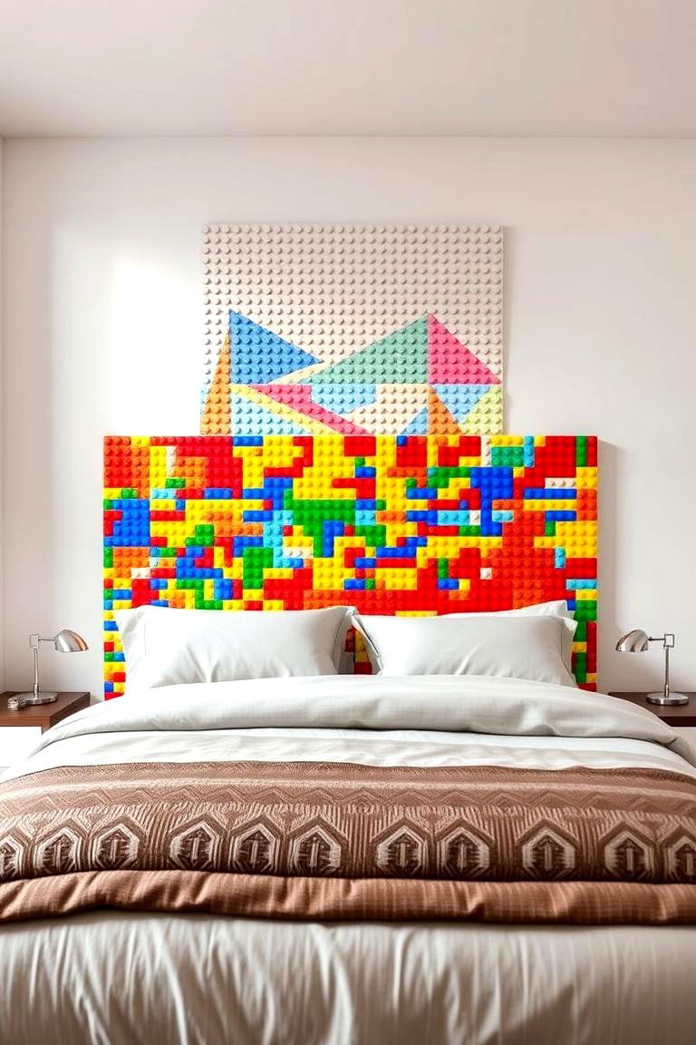 Lego Brick Headboard - 24 Lego Bedroom Ideas
