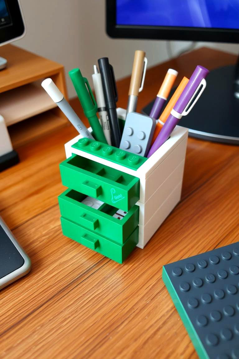 Lego Desk Organizer with Drawers - 24 Lego Bedroom Ideas
