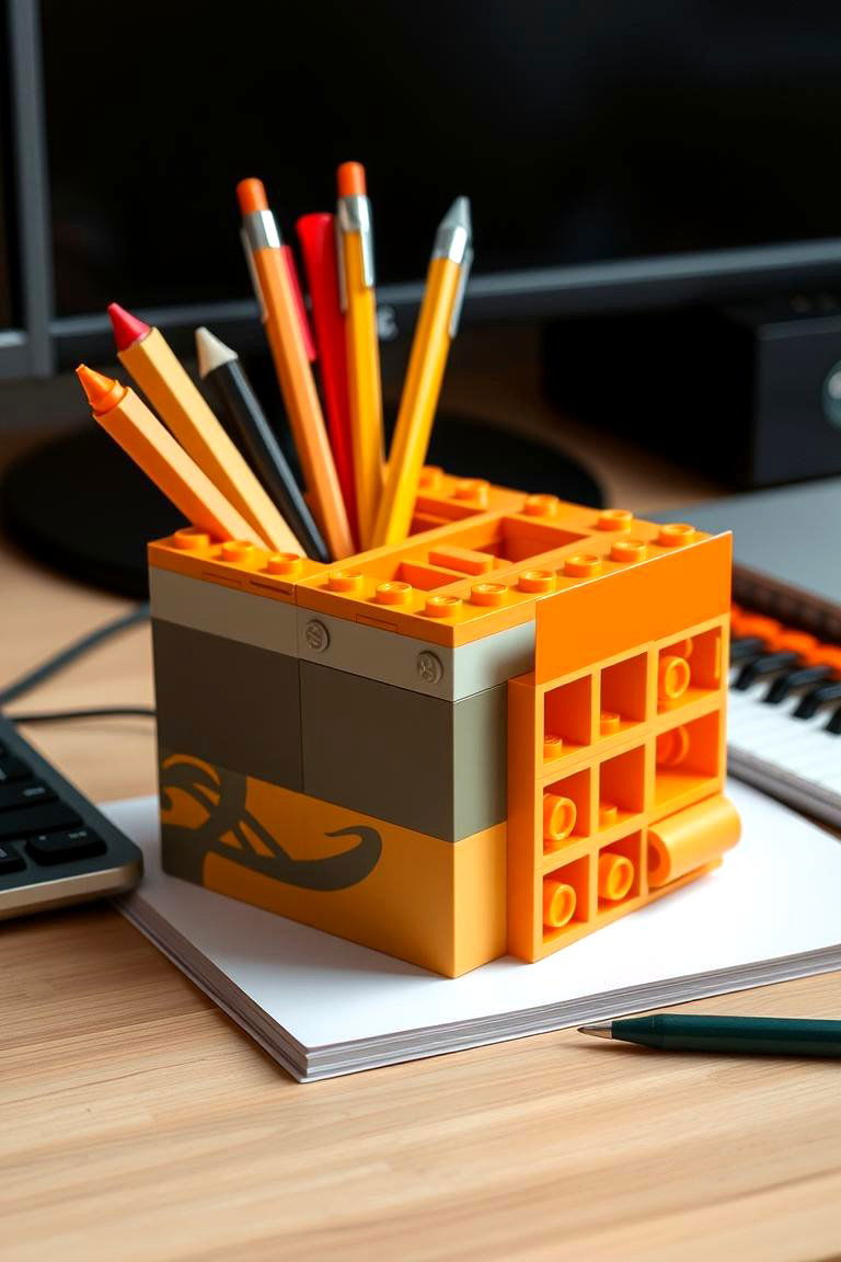 Lego Pen and Pencil Holder - 24 Lego Bedroom Ideas