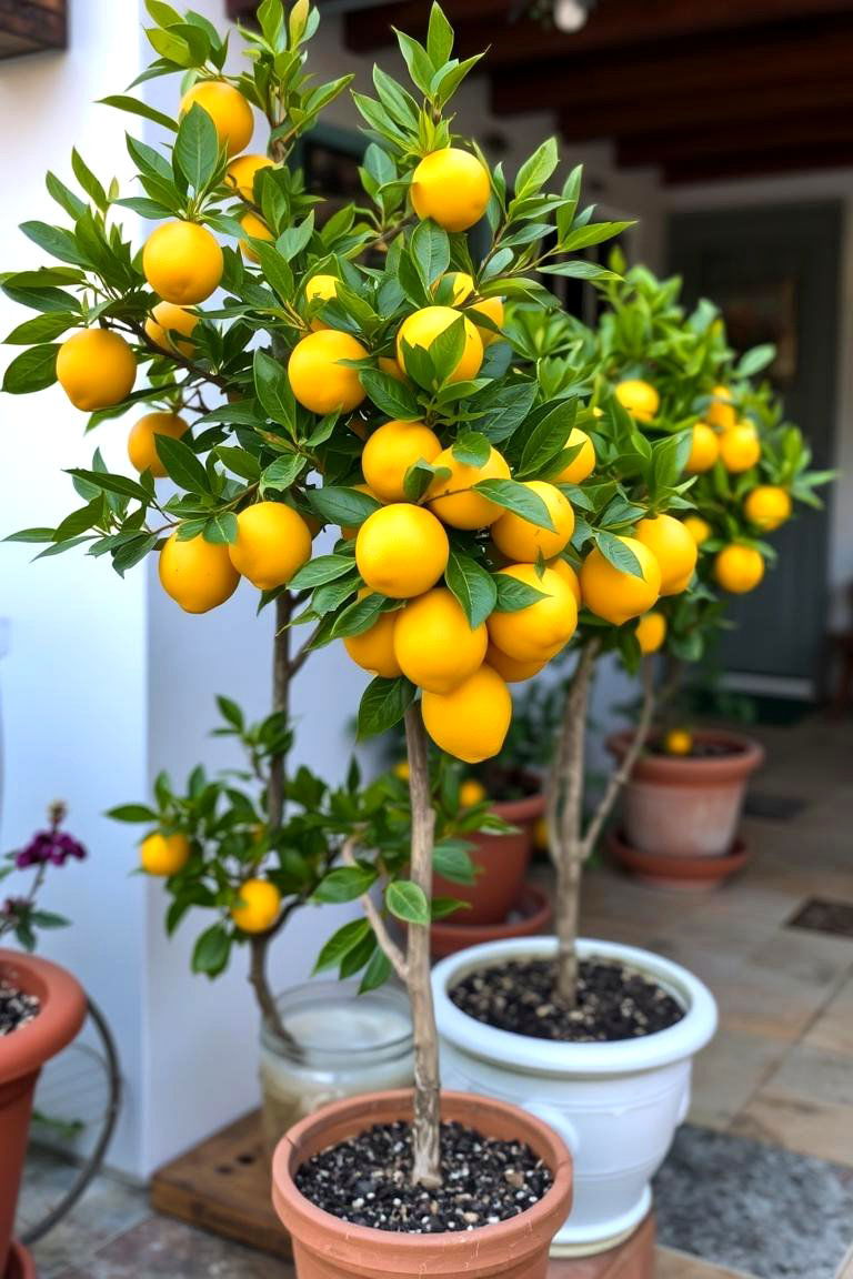 Lemon Trees in Planters - 24 Mediterranean Patio Ideas