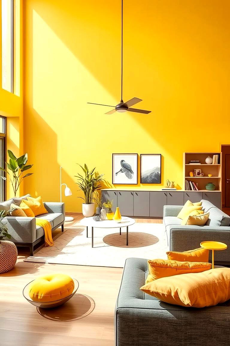 Lemon and Gray Refreshing Contrast - 24 Two Colour Combination for Living Room