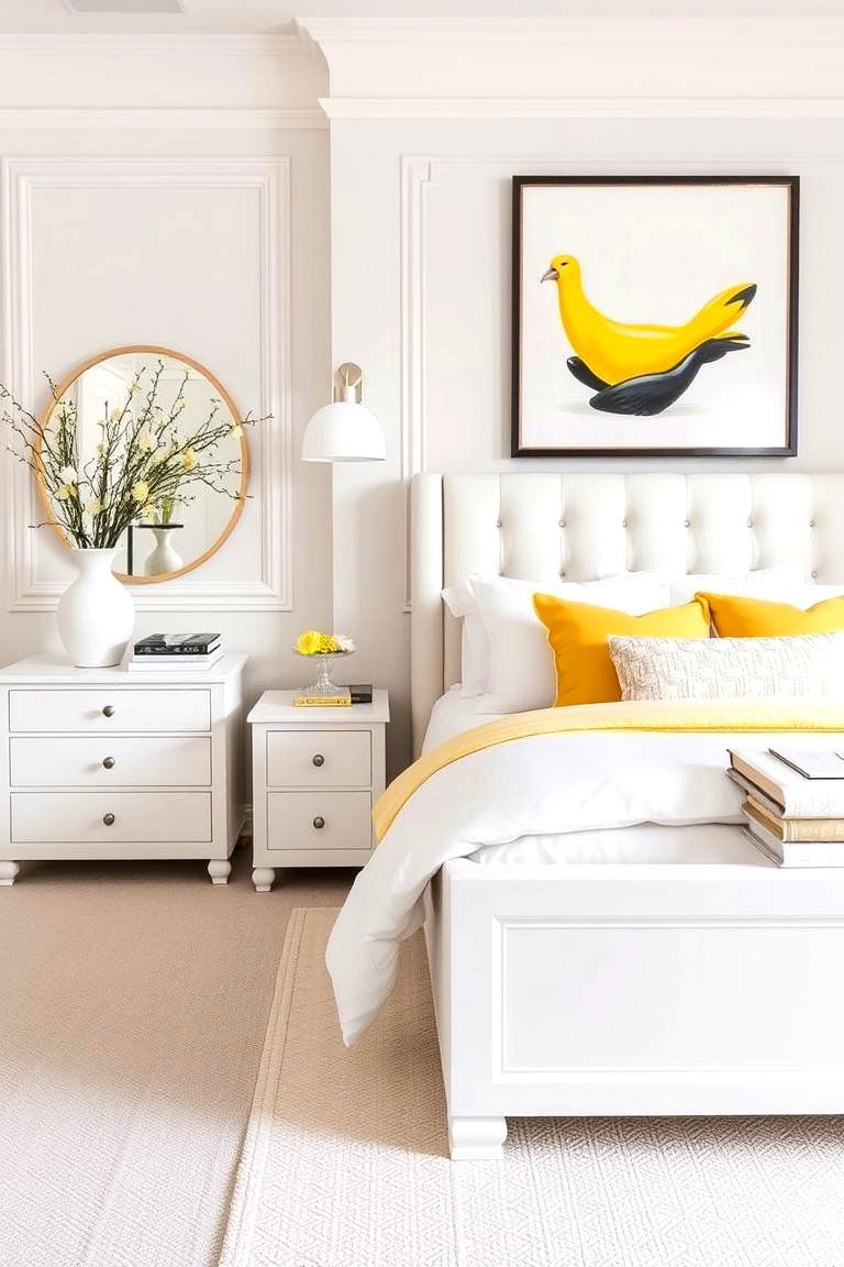 Lemon and White Contrast - 24 Lemon Bedroom Ideas