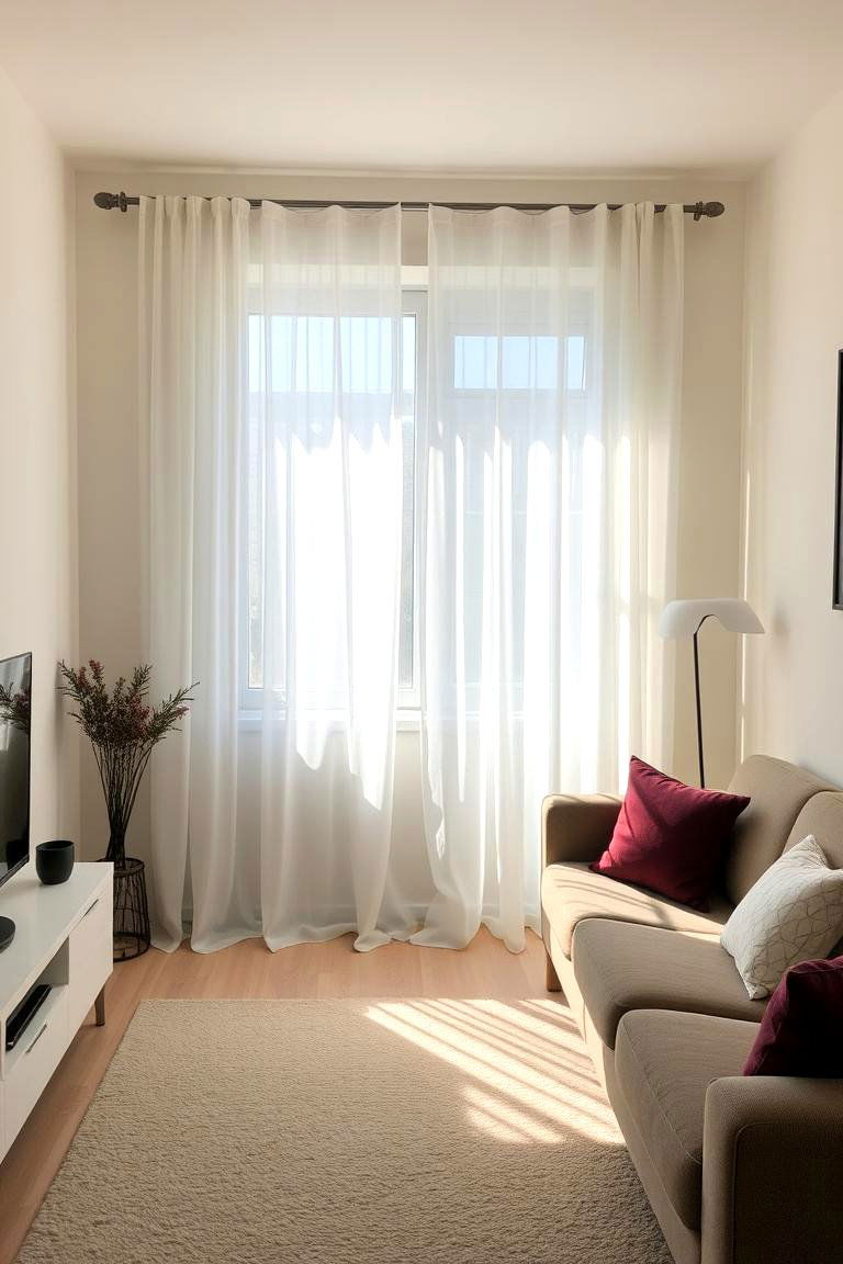 Let Natural Light Flow with Sheer Curtains - 24 Small Living Room Ideas