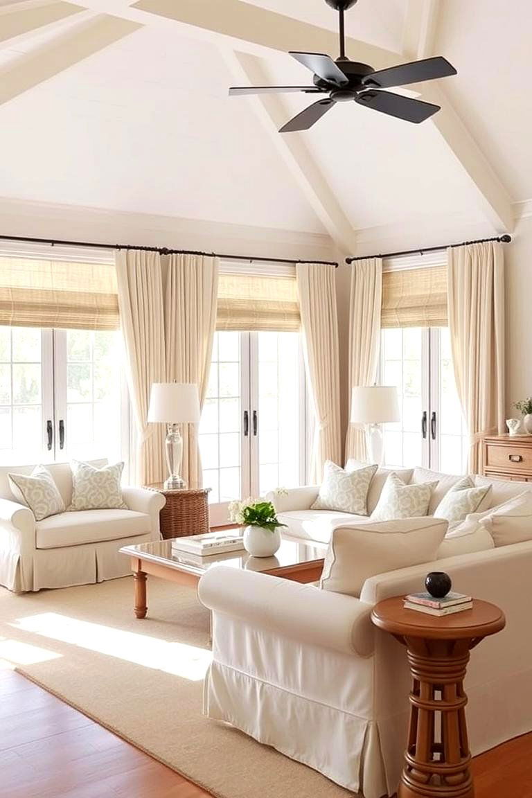 Light Airy Fabrics - 24 Beach House Living Room Ideas