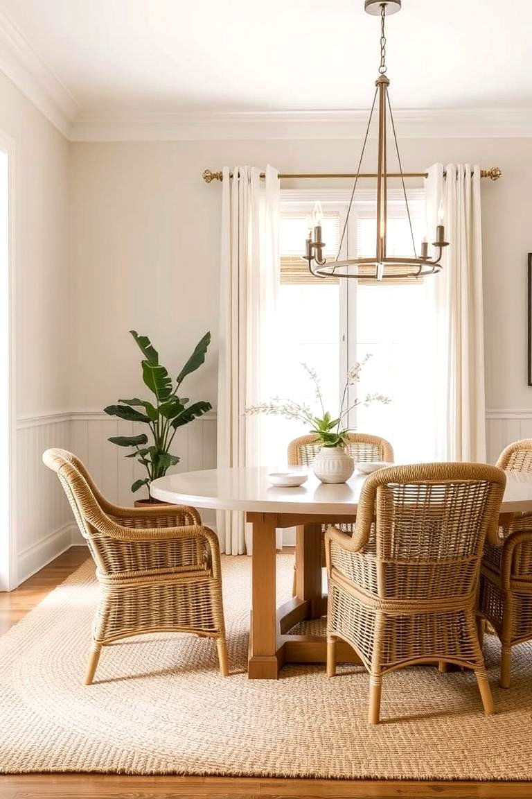 Light Beige with Woven Textures - 24 Neutral Dining Room Ideas