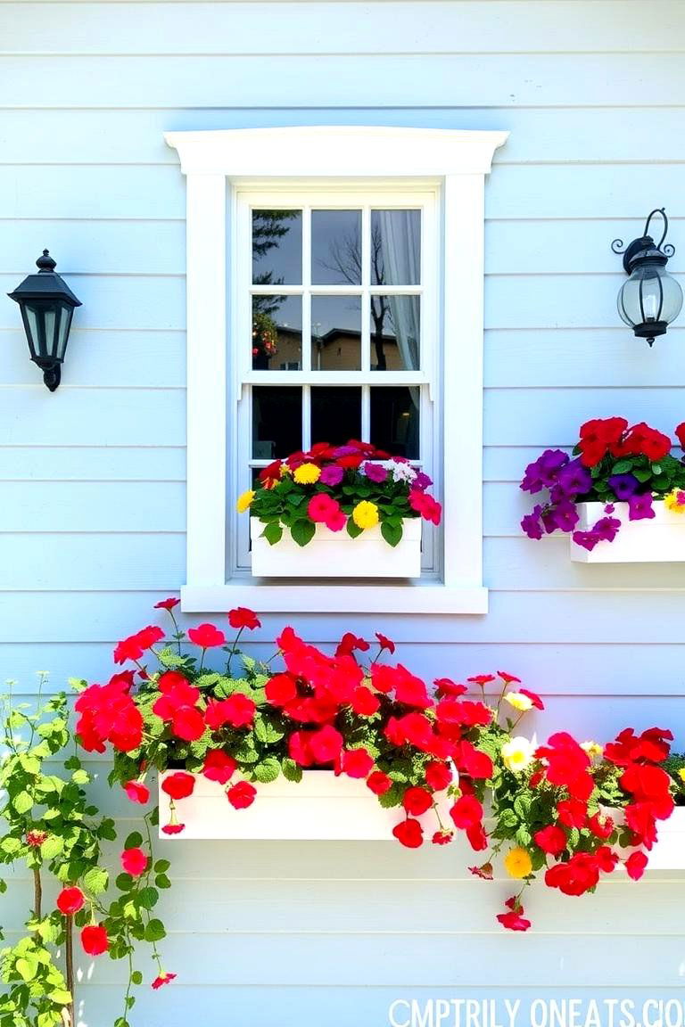 Light Blue Adorned with Window Boxes - 24 light blue house exterior ideas