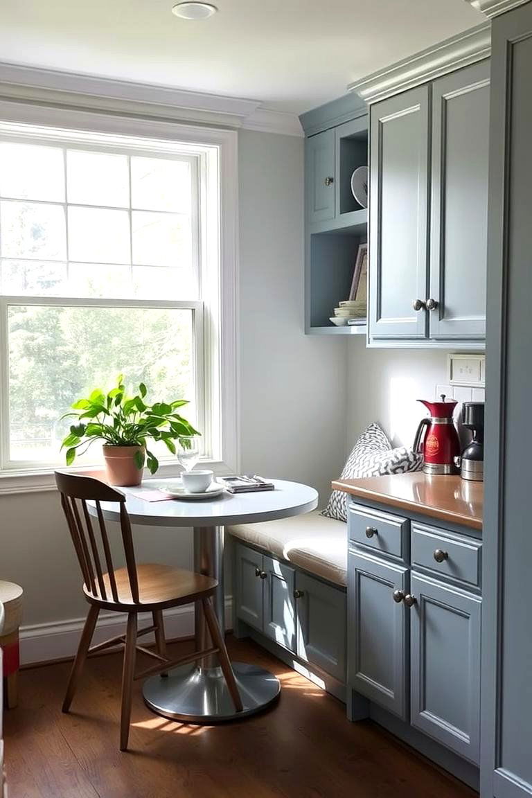 Light Blue Cabinets in a Breakfast Nook - 24 Light Blue Kitchen Cabinets Ideas