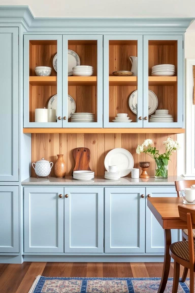 Light Blue Cabinets with Open Shelving - 24 Light Blue Kitchen Cabinets Ideas