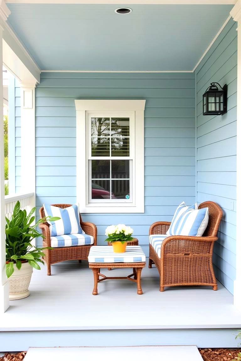 Light Blue Enhanced with Outdoor Furniture - 24 light blue house exterior ideas