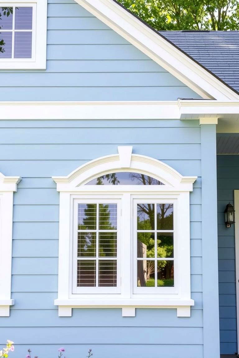 Light Blue Framed by Decorative Exterior Trim - 24 light blue house exterior ideas