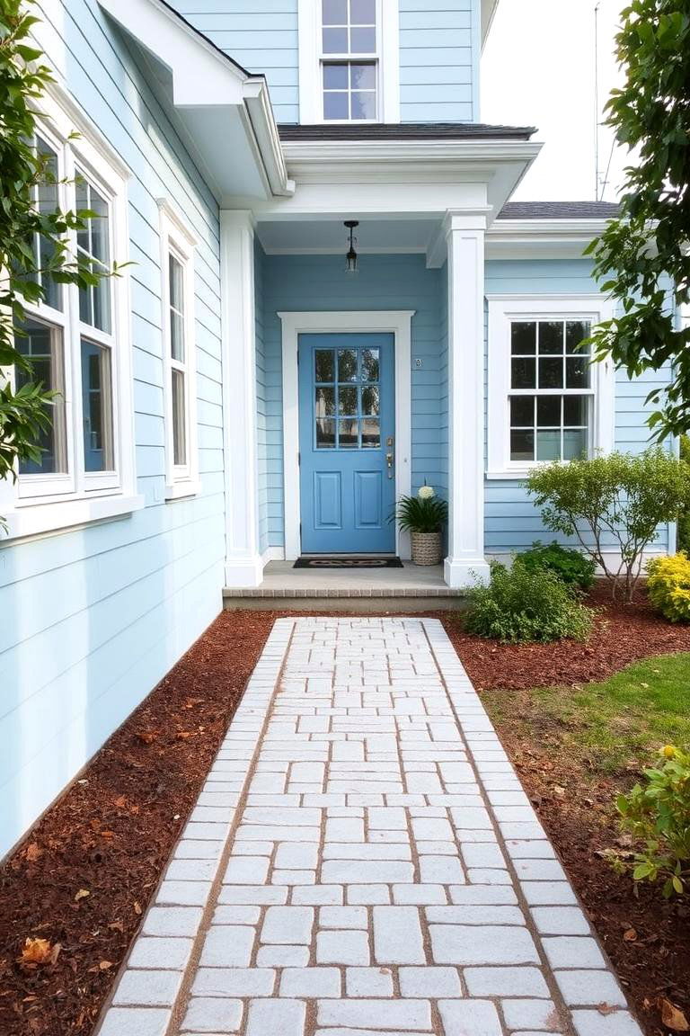 Light Blue Leading to a Charming Walkway - 24 light blue house exterior ideas