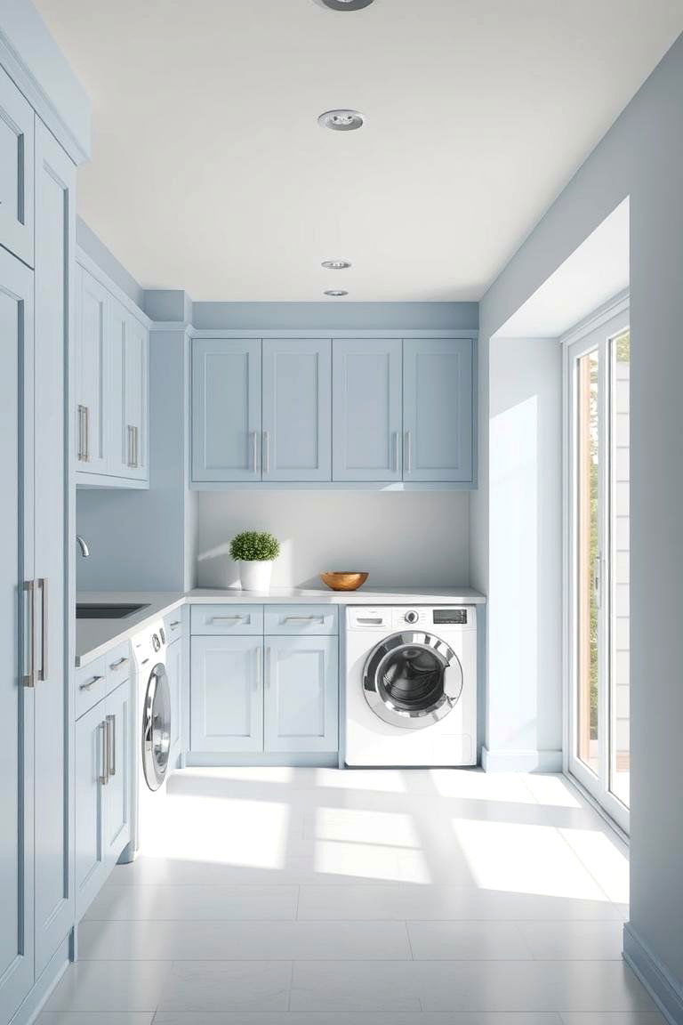 Light Blue Modern Elegance - 24 Blue Laundry Room Ideas