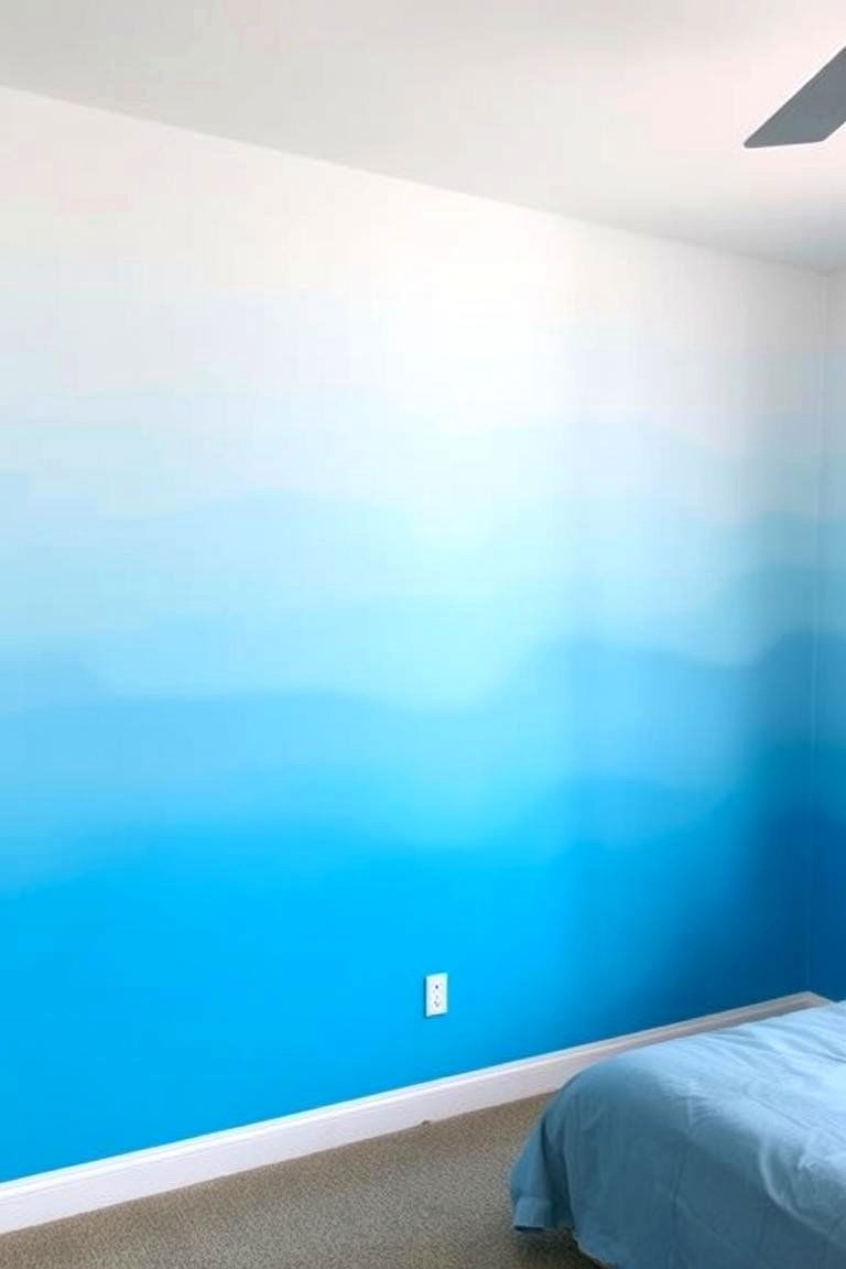 Light Blue Ombre Effect - 24 Light Blue Bedroom Ideas