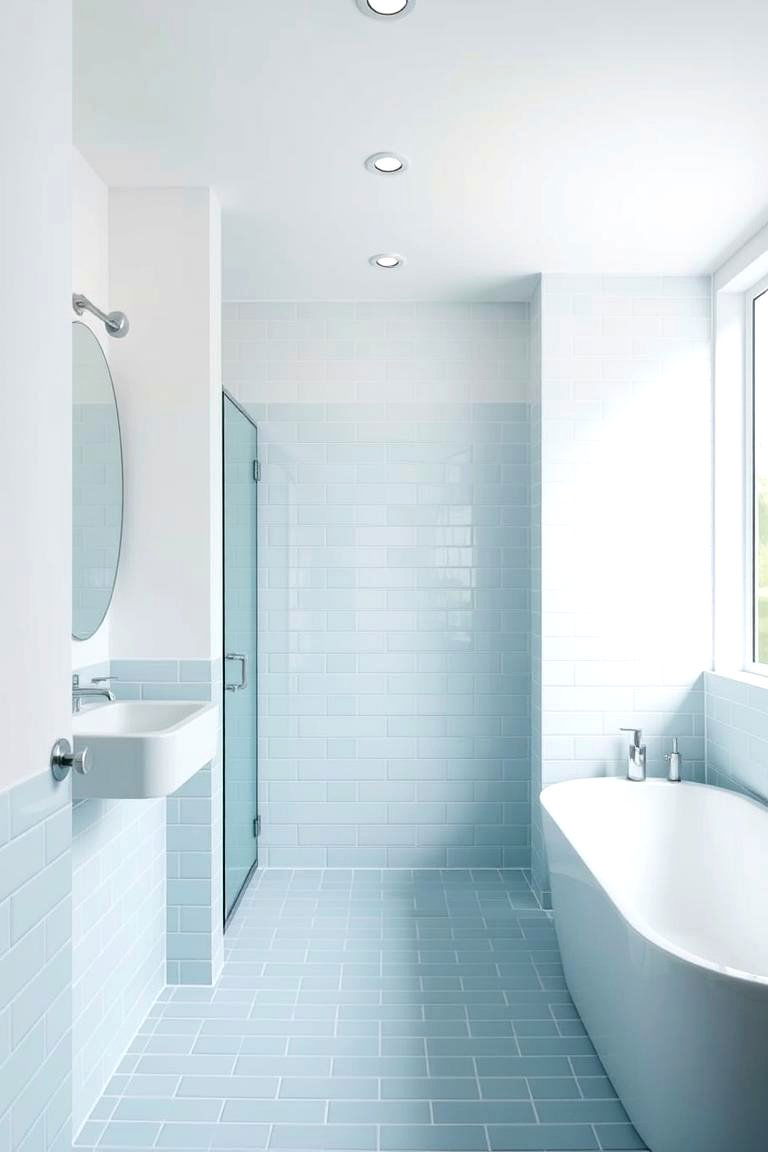 Light Blue Subway Tiles - 24 Blue Tile Bathroom Ideas