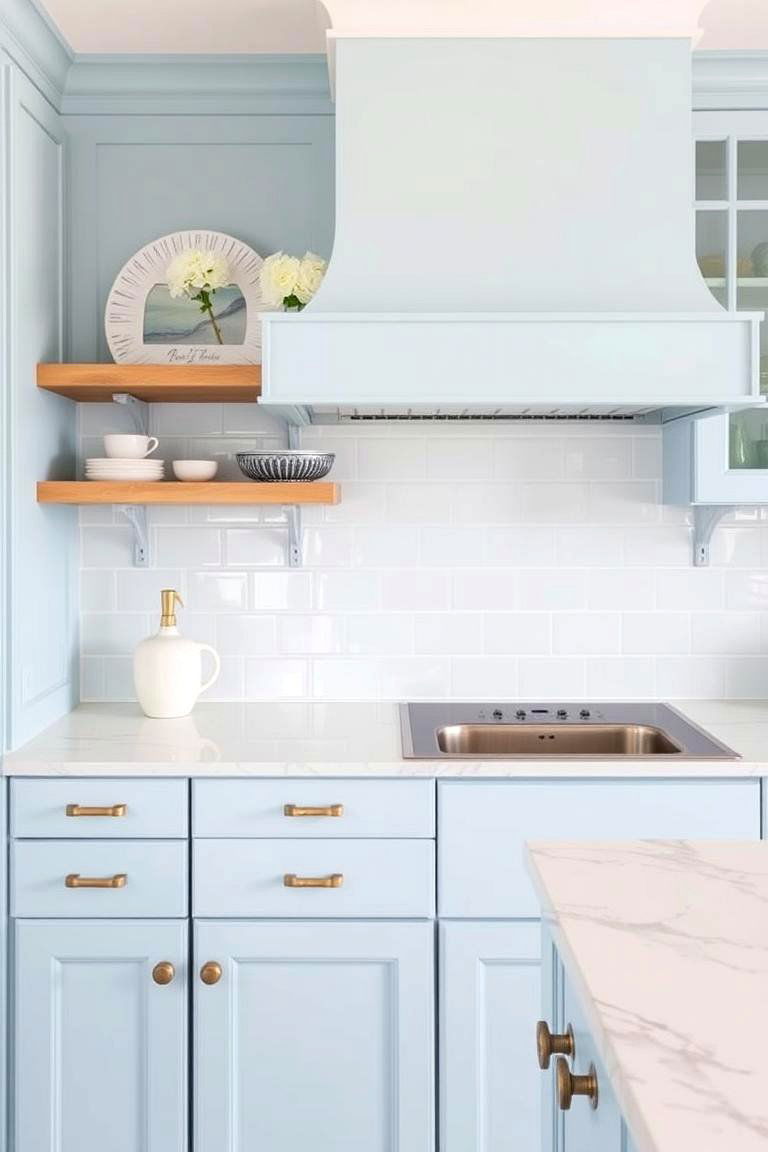 Light Blue Subway Tiles - 24 Blue Kitchen Ideas