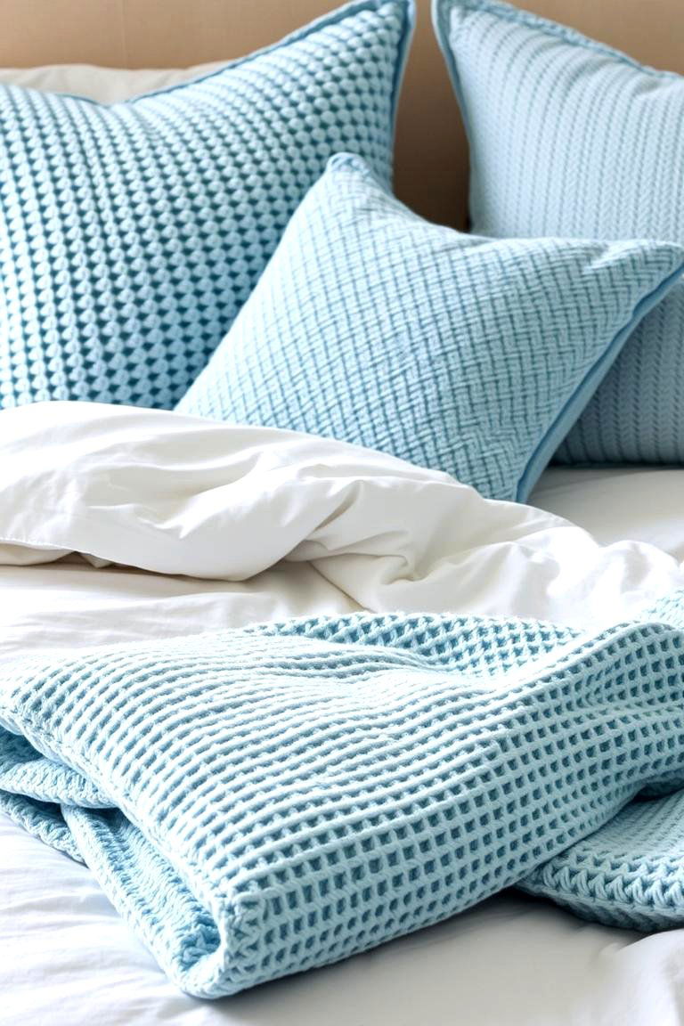 Light Blue Throw Pillows and Blankets - 24 Light Blue Bedroom Ideas