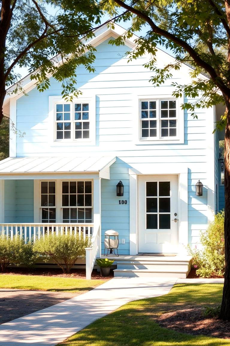 Light Blue and White - 24 Exterior Garage Door Trim Ideas