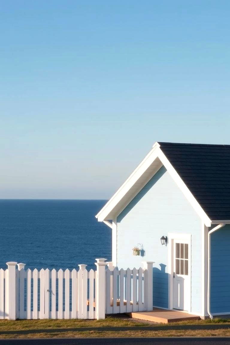 Light Blue and White - 24 Exterior Garage Lighting Ideas