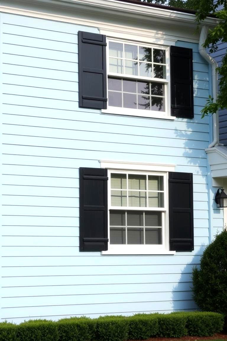 Light Blue with Classic Black Shutters - 24 light blue house exterior ideas