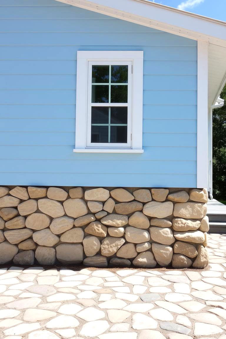 Light Blue with a Stone Foundation - 24 light blue house exterior ideas