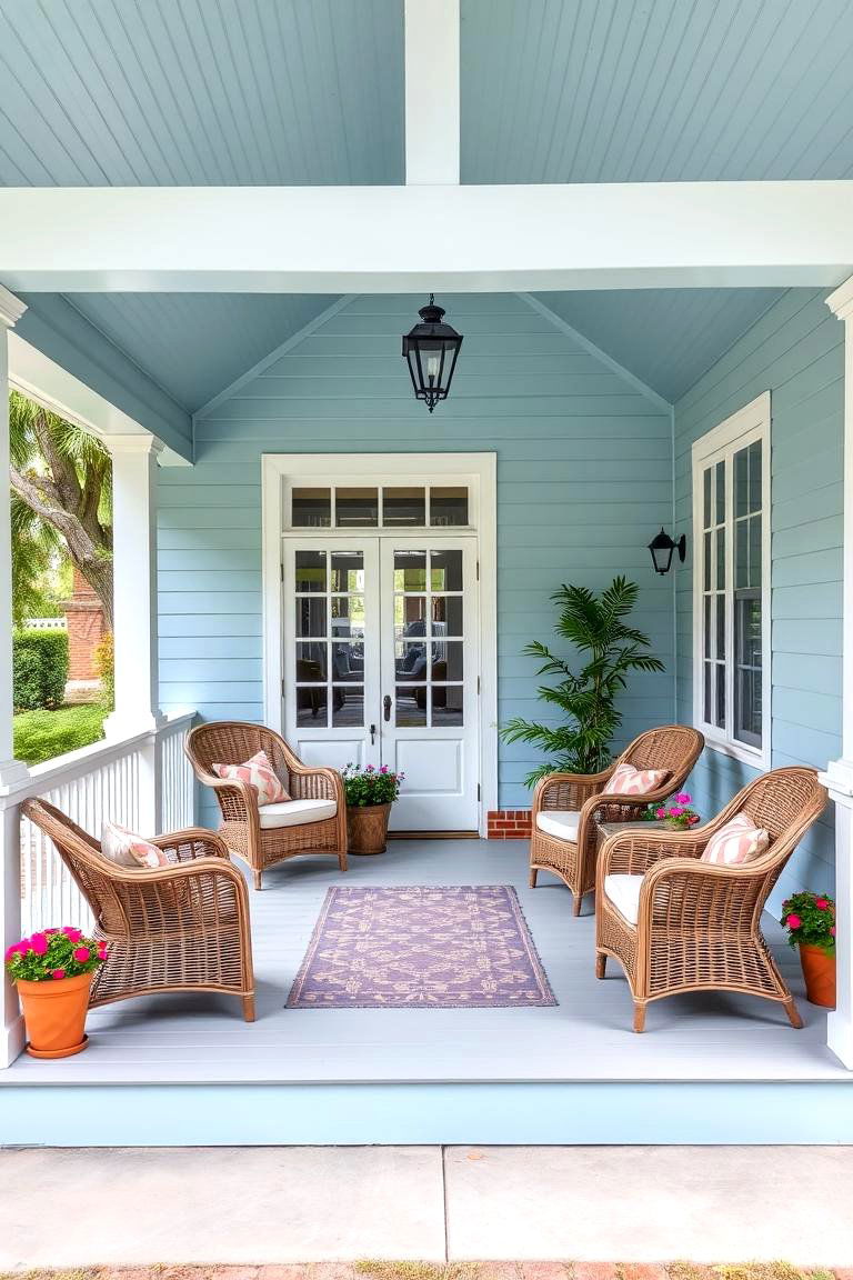 Light Blue with a Welcoming Covered Porch - 24 light blue house exterior ideas
