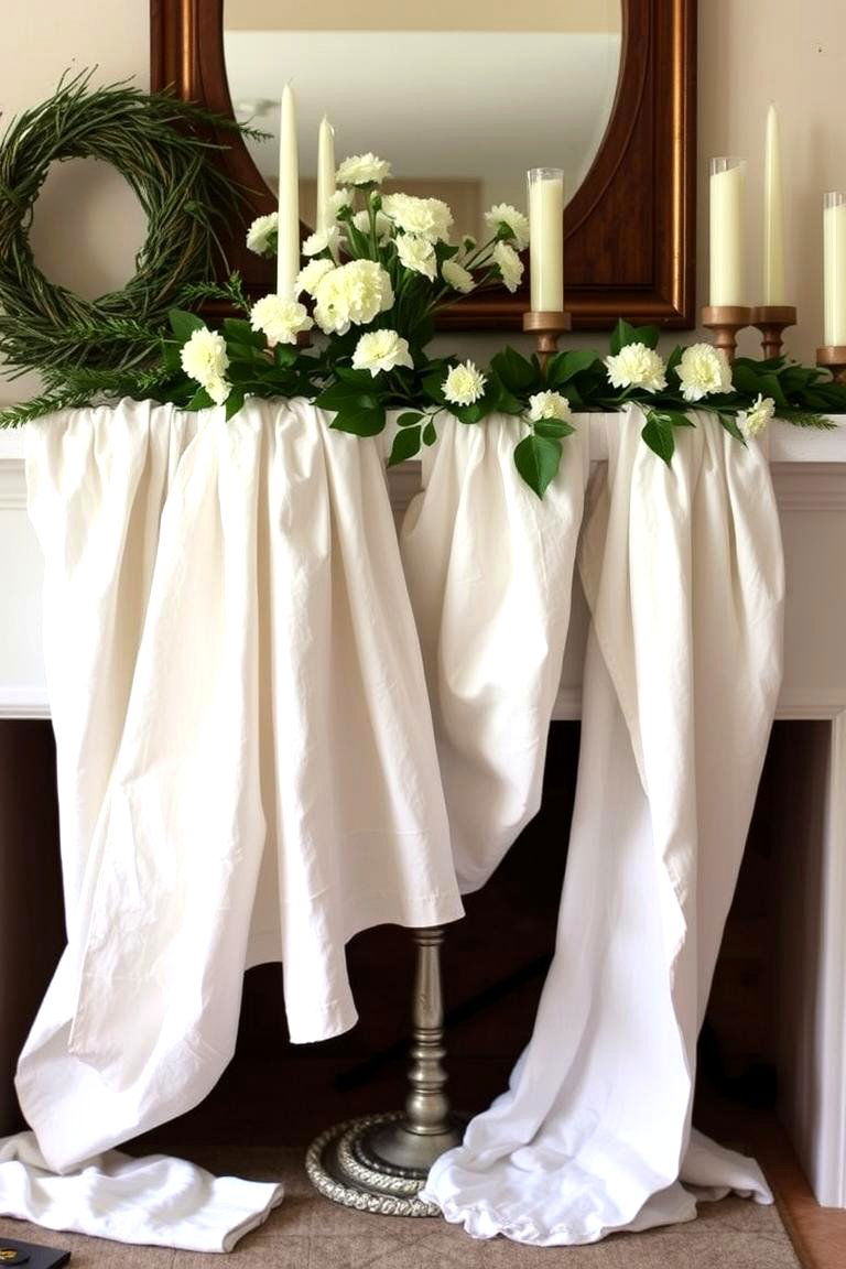 Light Breezy Fabrics - 24 Spring Mantel Decor Ideas