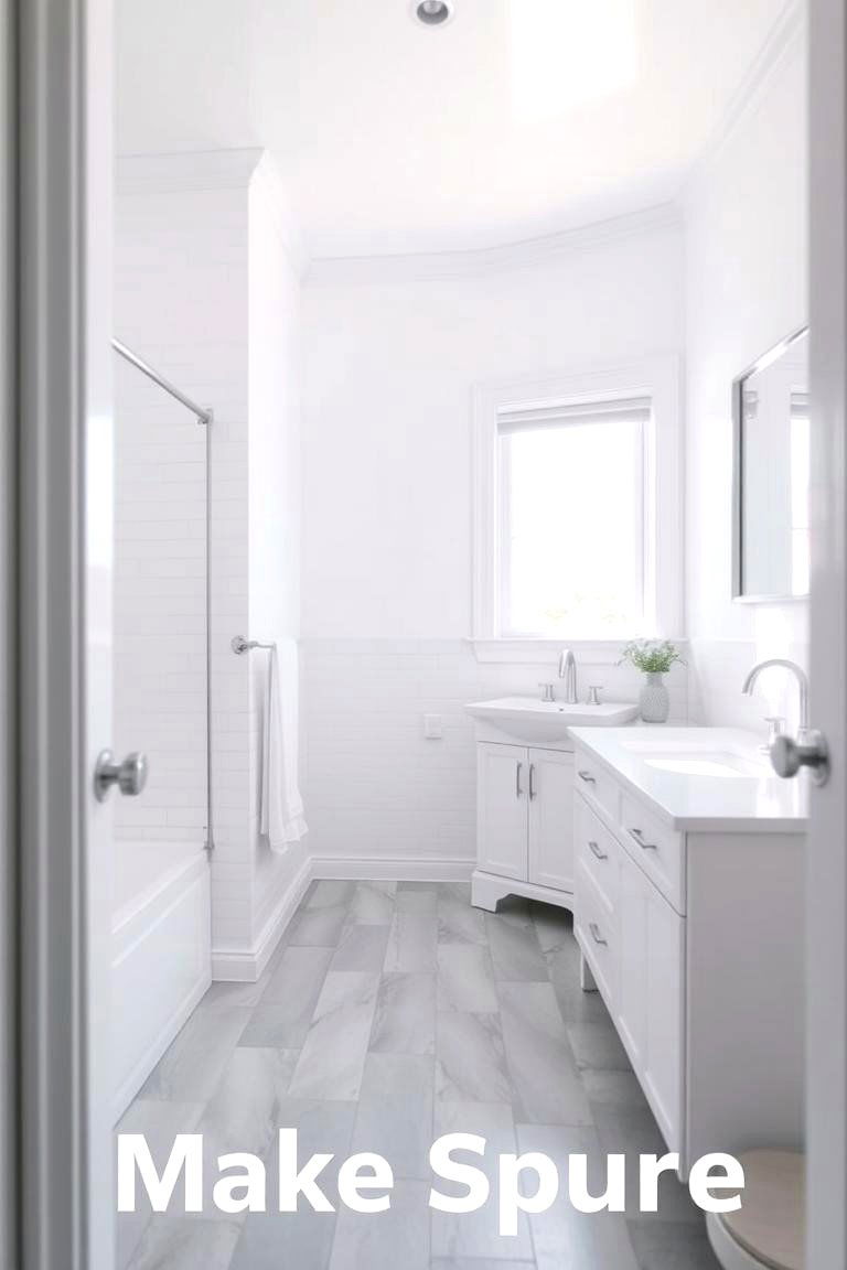Light Gray Tiles with White Accents - 24 Gray Floor Bathroom Ideas