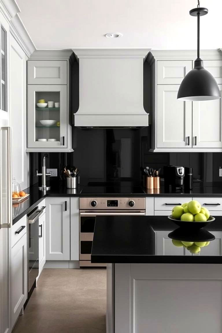 Light Gray and Black Contrast for a High Impact Design - 24 Gray Kitchens