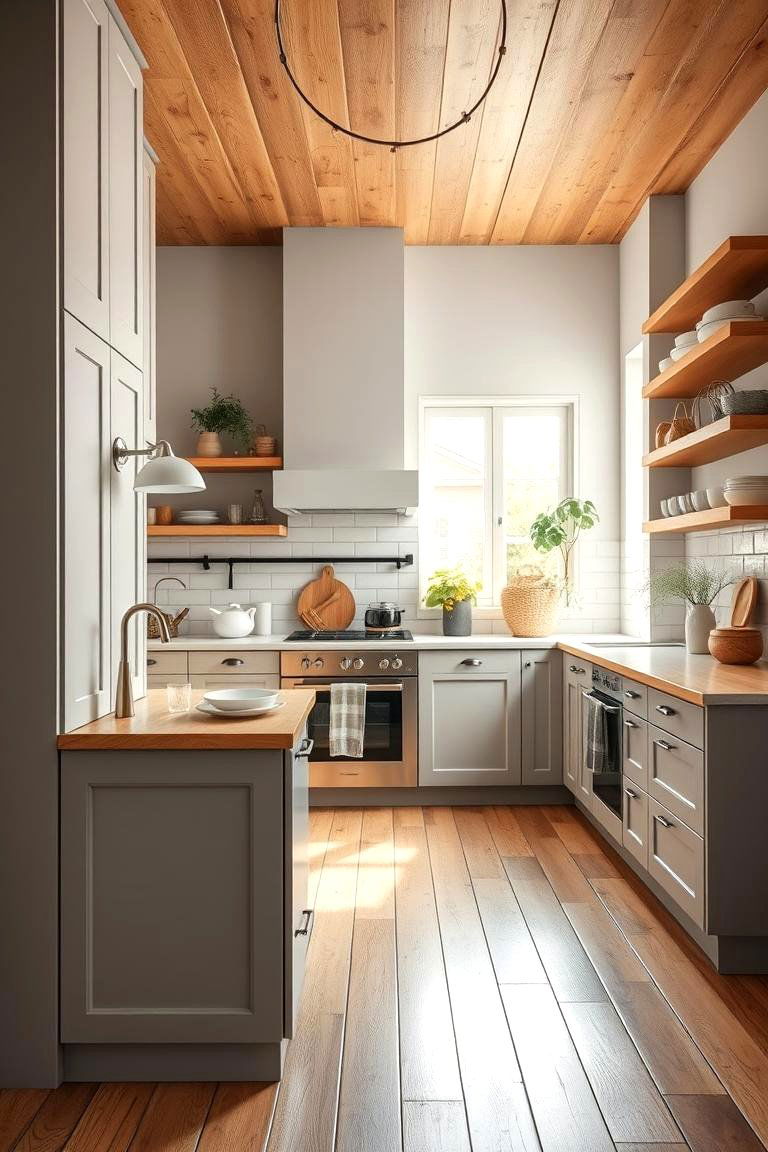 Light Gray with Wood Accents for a Cozy Natural Feel - 24 Gray Kitchens