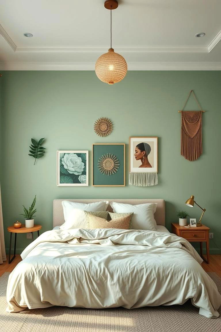 Light Green Art and Wall Hangings - 24 Light Green Bedroom Ideas