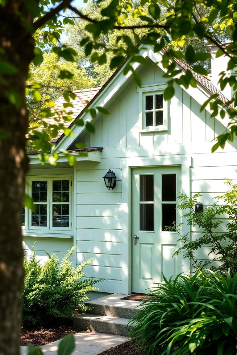 Light Greens for Fresh Natural Appeal - 24 Exterior House Color Schemes With Sage Green Siding