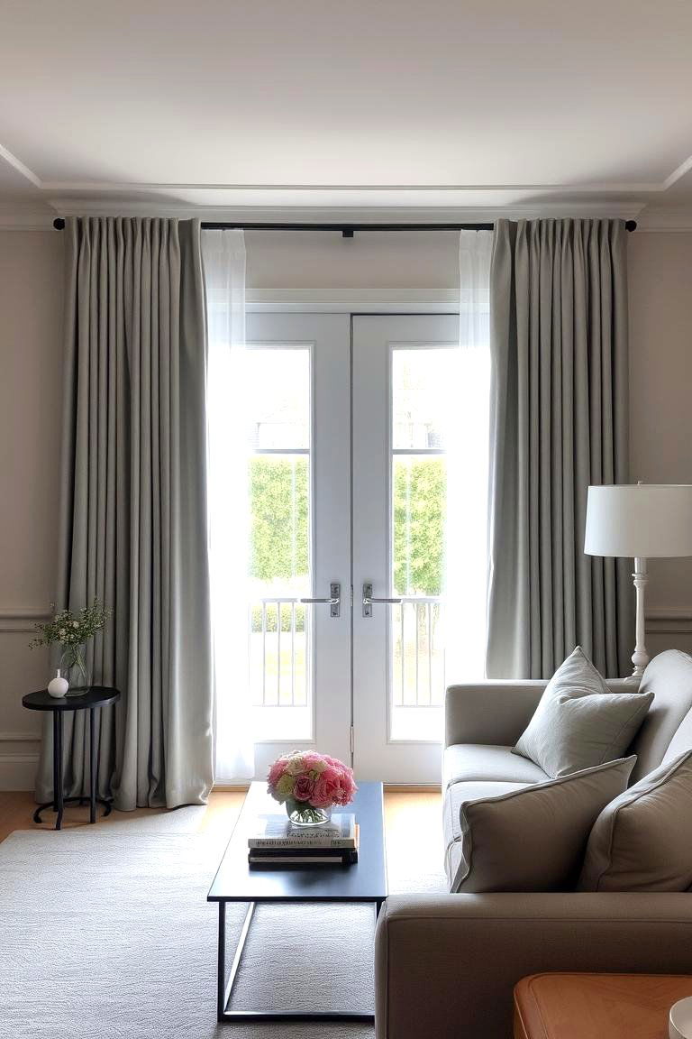 Light Grey Curtains for Subtle Sophistication - 24 French Door Curtain Ideas
