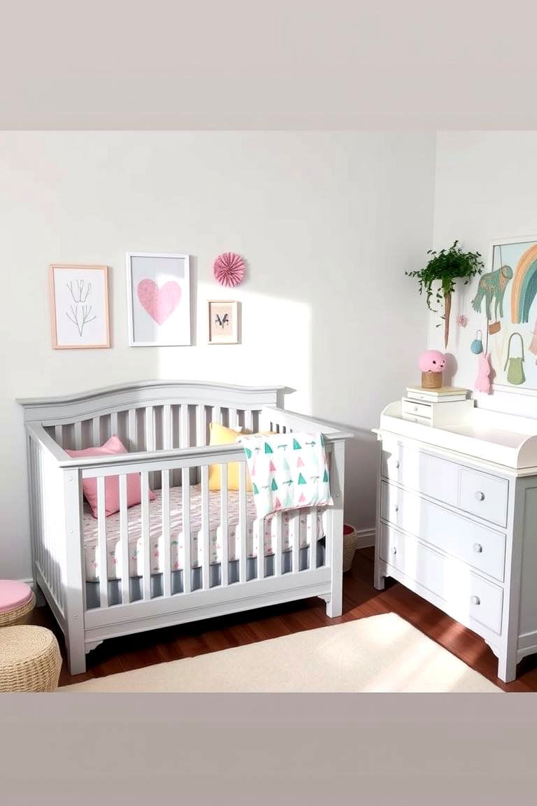 Light Grey Furniture with Pops of Color - 24 Neutral Nursery Ideas