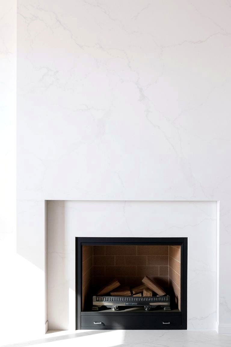 Light Grey Marble - 24 Fireplace Backsplash Ideas