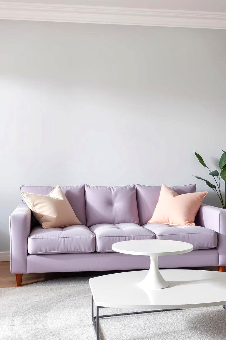Light Grey and Lavender Living Area - 24 Pastel Room Ideas