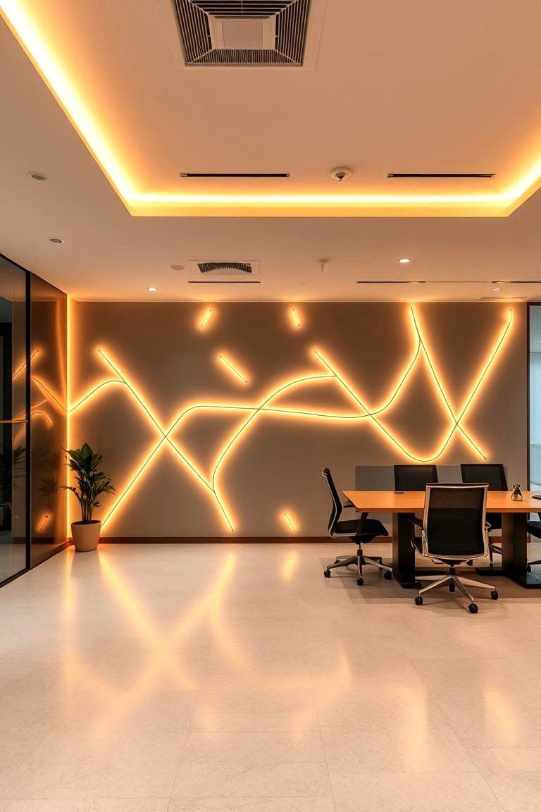Light Installation as Art - 24 Office Accent Wall Ideas