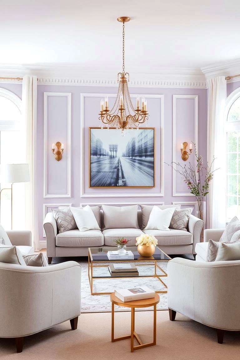 Light Lilac Sophistication - 24 Pastel Living Room Ideas
