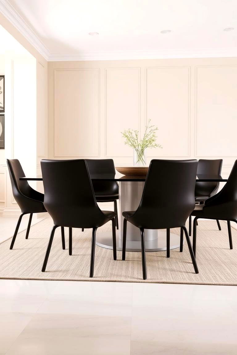 Light Neutral with Black Dining Furniture - 24 Neutral Dining Room Ideas